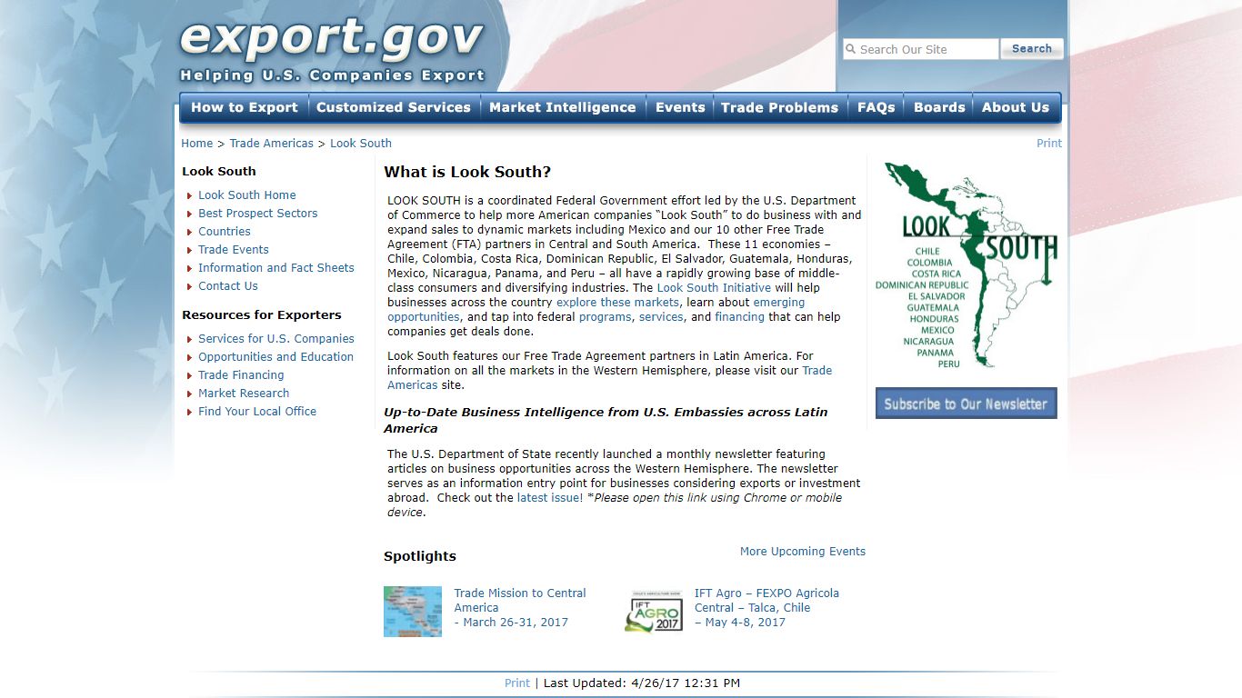 Export.gov - Look South Home Page - Trade