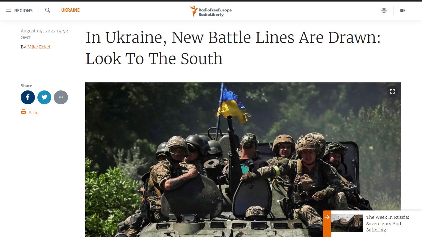 In Ukraine, New Battle Lines Are Drawn: Look To The South